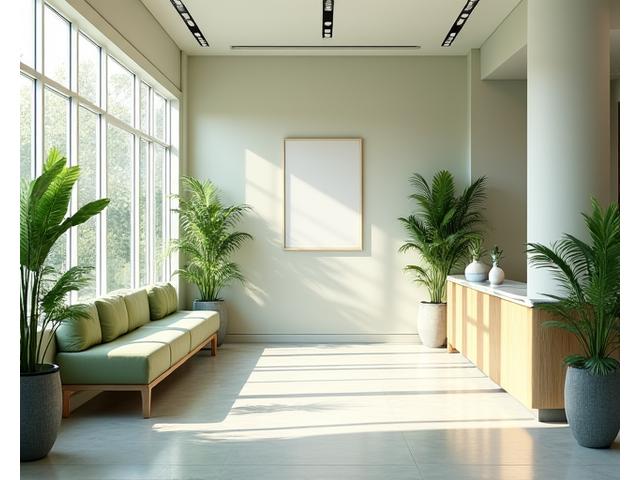 A modern office space reception area with VitaGrove branding, signifying an approachable and professional environment for visitors.