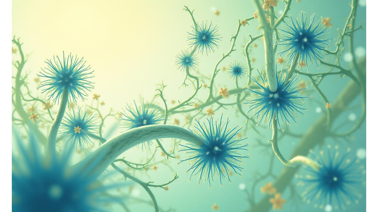 Detailed illustration of the human gut showing a diverse microbiome and beneficial bacteria, symbolizing the foundation of health. Clean, modern aesthetic with vibrant greens and blues. A hand gently touching the gut area.