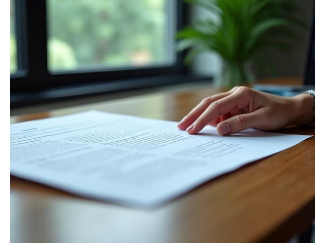 Image of a legal document or contract with a gentle, reassuring hand, symbolizing fair dispute resolution and transparent legal framework.