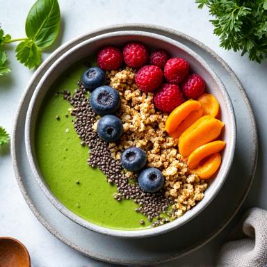 A balanced bowl of functional food, vibrant with fresh ingredients.