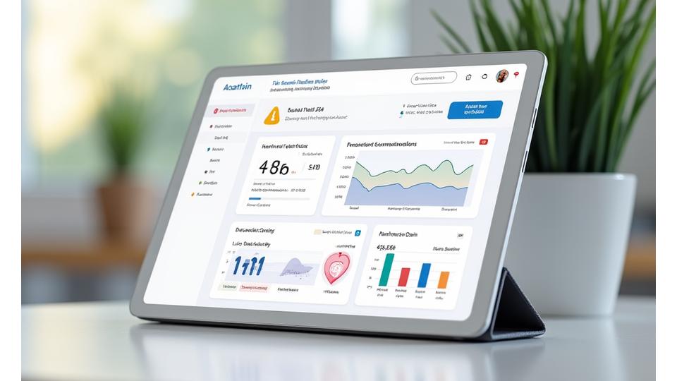 Interactive VitaGrove platform dashboard showcasing personalized health metrics and lifestyle recommendations, optimized for adults 35+